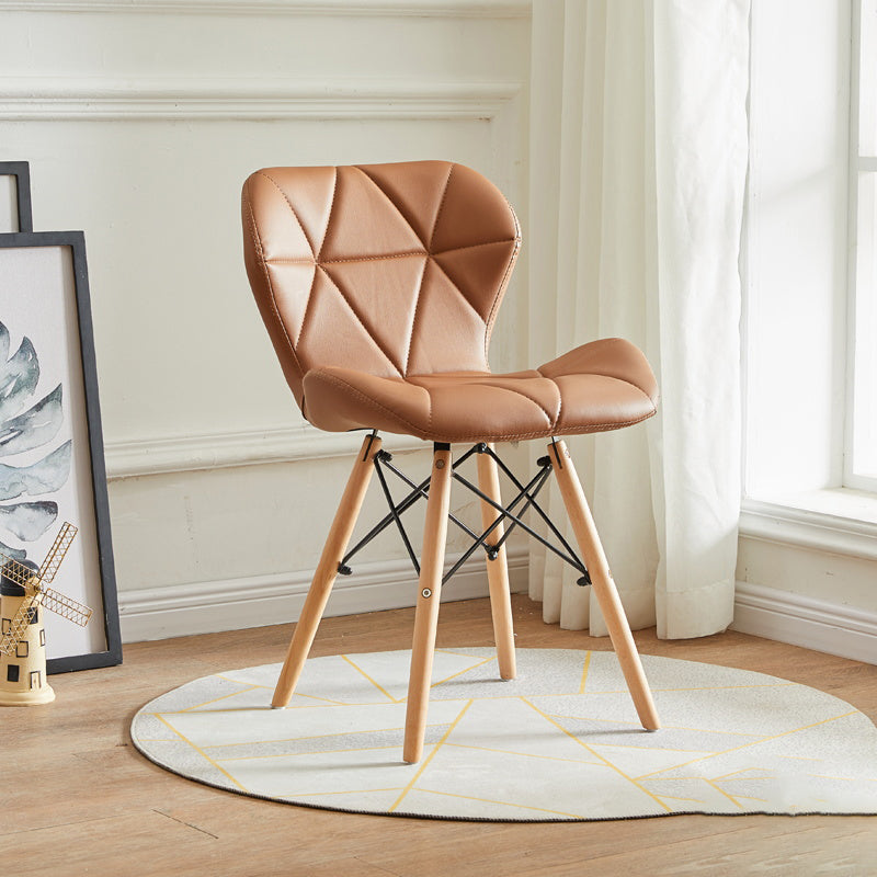 Modern Indoor-Outdoor Wood Chair Dining Room Armless Wingback Side Chair