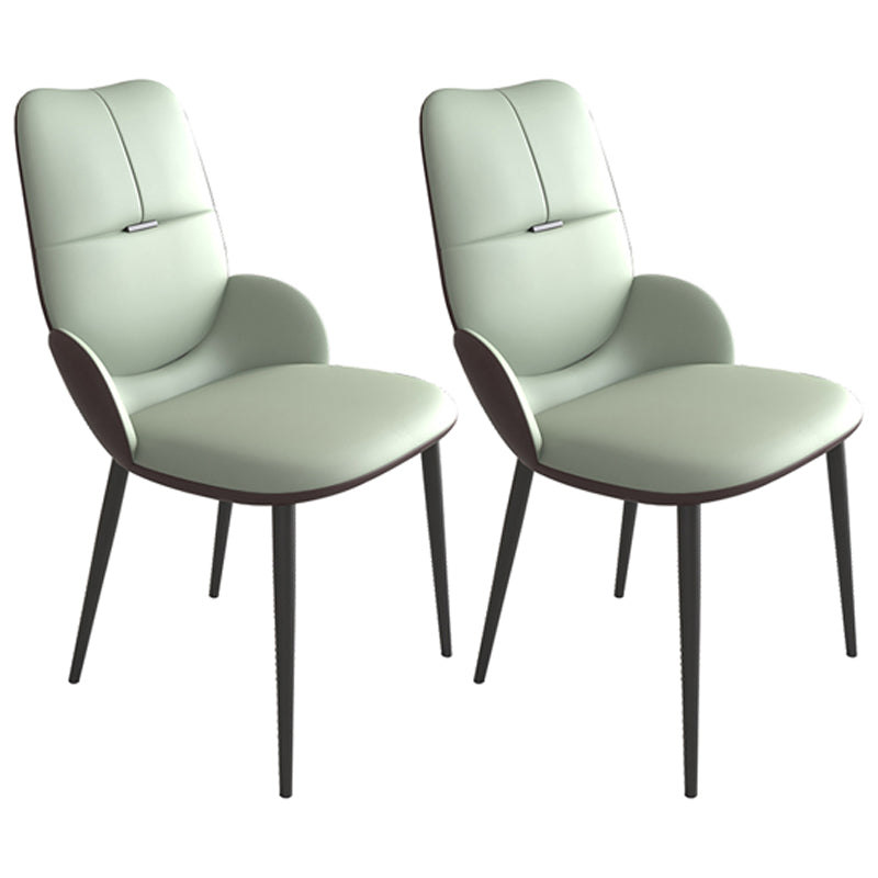 Chaises de salle à manger contemporaines en métal, chaises sans bras en cuir PU pour usage domestique