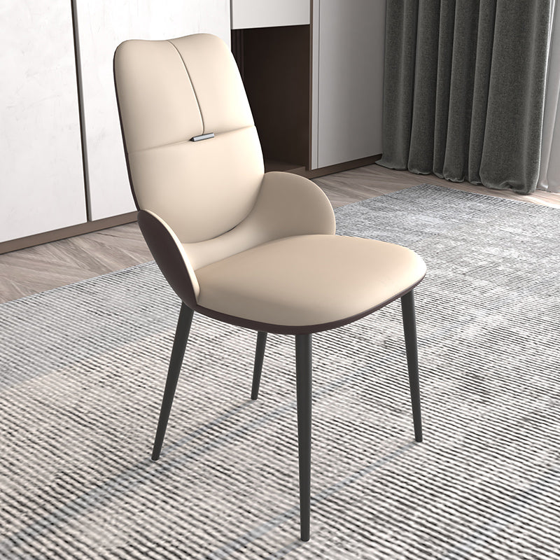 Chaises de salle à manger contemporaines en métal, chaises sans bras en cuir PU pour usage domestique