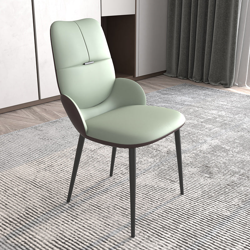 Chaises de salle à manger contemporaines en métal, chaises sans bras en cuir PU pour usage domestique