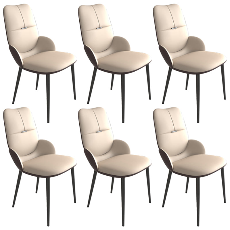 Chaises de salle à manger contemporaines en métal, chaises sans bras en cuir PU pour usage domestique