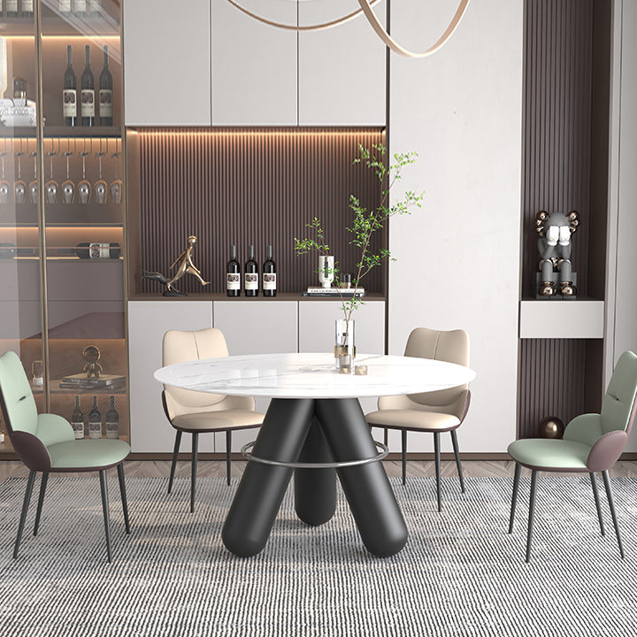 Chaises de salle à manger contemporaines en métal, chaises sans bras en cuir PU pour usage domestique