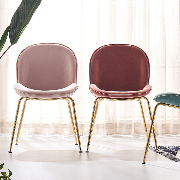 Flannel Scandinavian Bedroom Side Chair Parsons Matte Finish Dining Chair with Gold Legs