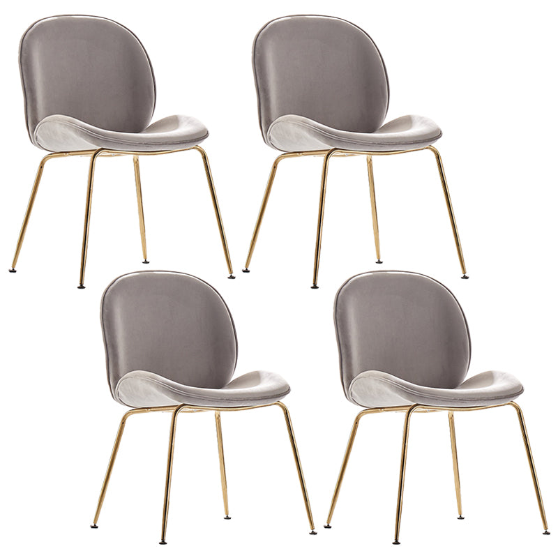 Flannel Scandinavian Bedroom Side Chair Parsons Matte Finish Dining Chair with Gold Legs