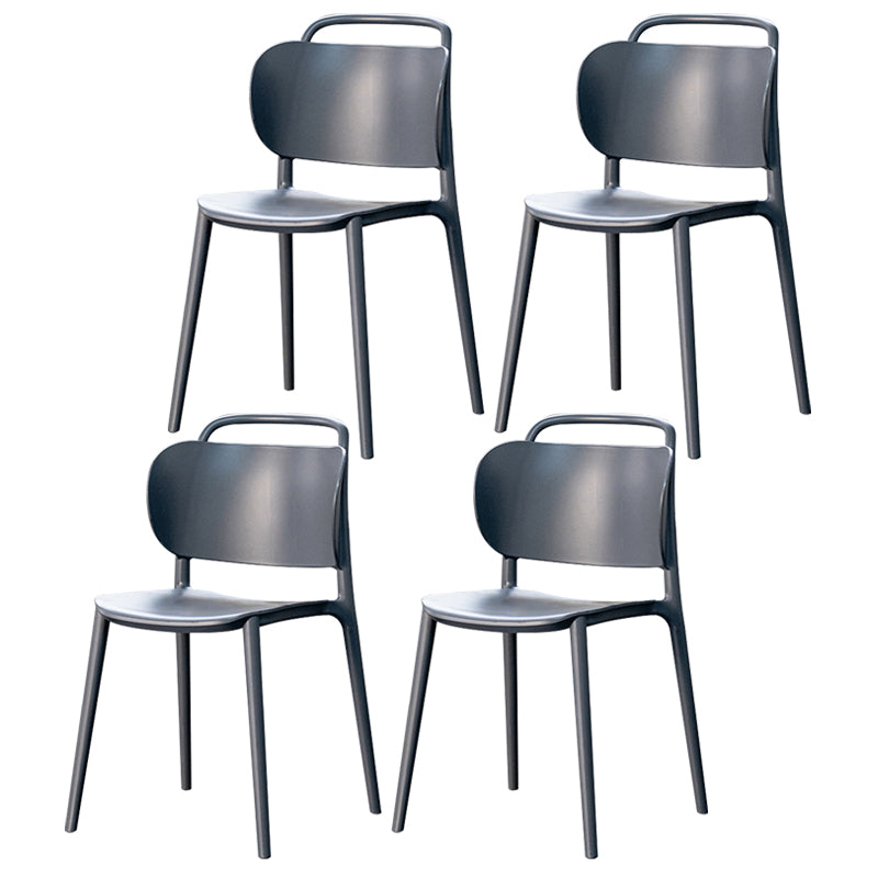 Chaise de salle à manger en plastique moderne, chaise sans bras latérale à dossier ouvert pour la cuisine