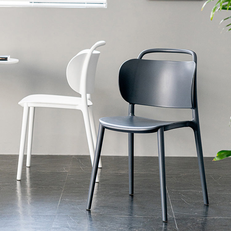 Chaise de salle à manger en plastique moderne, chaise sans bras latérale à dossier ouvert pour la cuisine