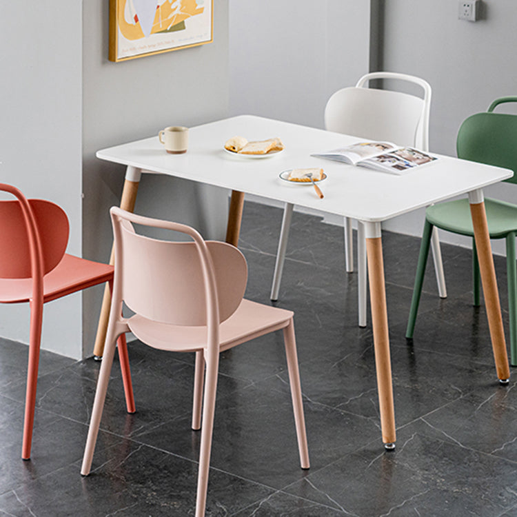 Chaise de salle à manger en plastique moderne, chaise sans bras latérale à dossier ouvert pour la cuisine