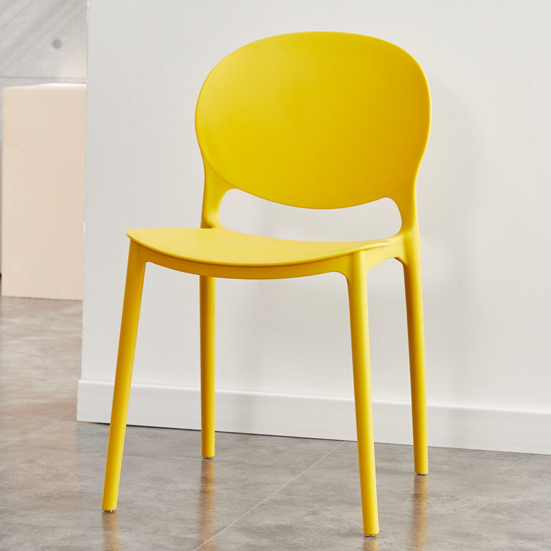 Chaise de salle à manger en plastique contemporain Open Dining Dining Side Ammless Chaise pour cuisine