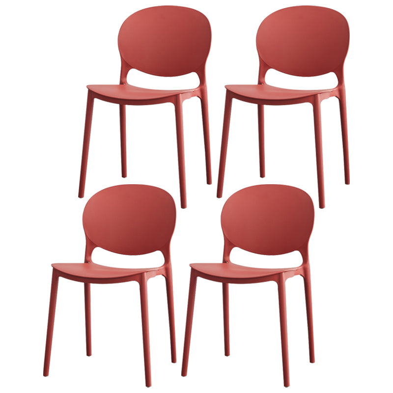 Chaise de salle à manger en plastique contemporain Open Dining Dining Side Ammless Chaise pour cuisine