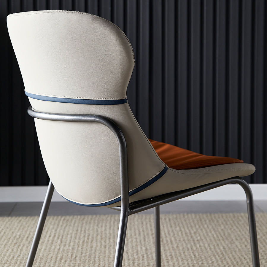 Scandinavian Style Microfiber Leather Dining Chairs Solid Back Armless Chair