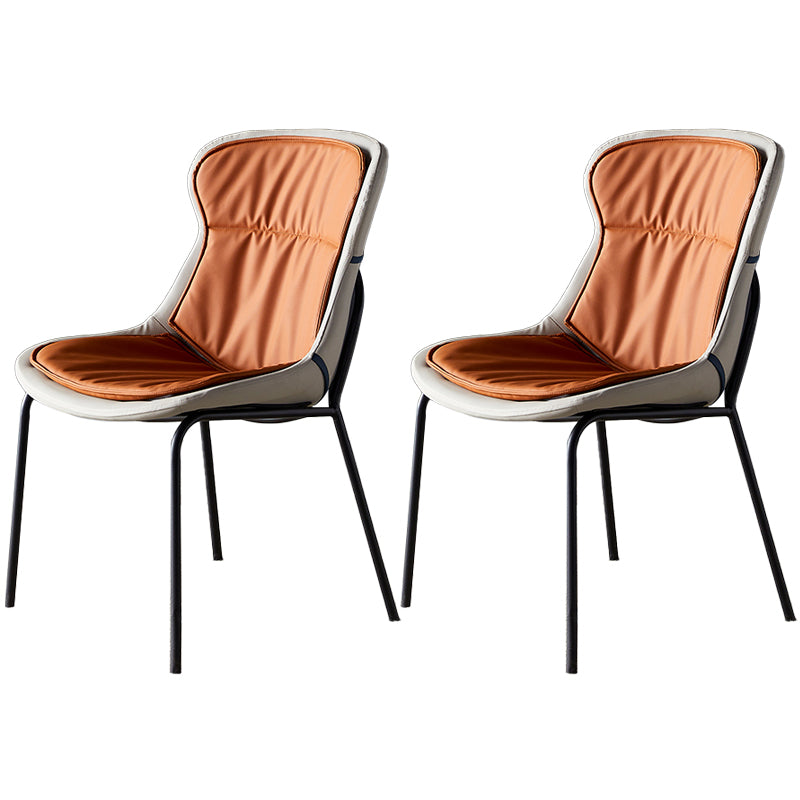Scandinavian Style Microfiber Leather Dining Chairs Solid Back Armless Chair