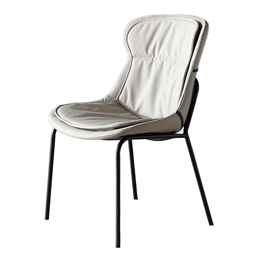 Scandinavian Style Microfiber Leather Dining Chairs Solid Back Armless Chair