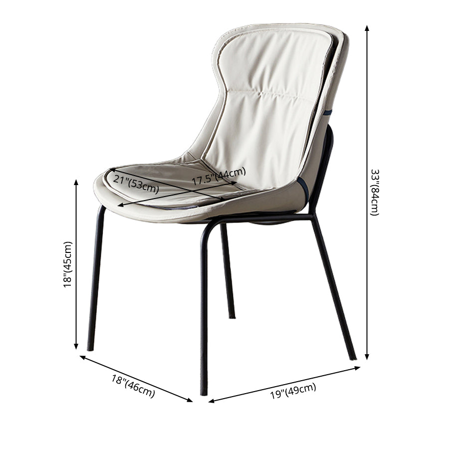 Scandinavian Style Microfiber Leather Dining Chairs Solid Back Armless Chair