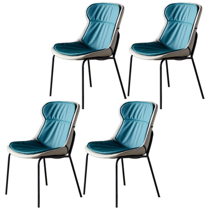 Scandinavian Style Microfiber Leather Dining Chairs Solid Back Armless Chair