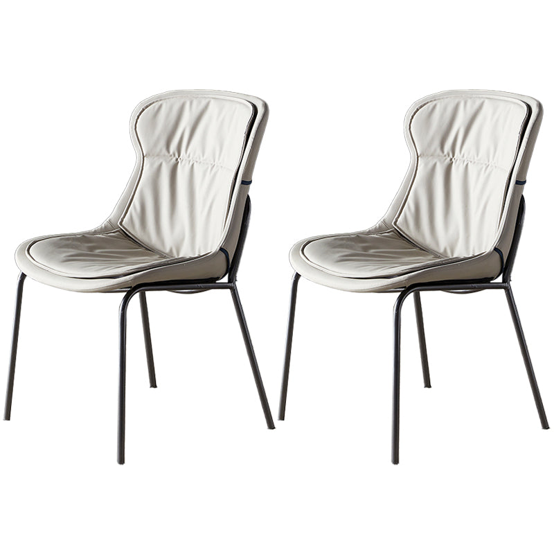Scandinavian Style Microfiber Leather Dining Chairs Solid Back Armless Chair