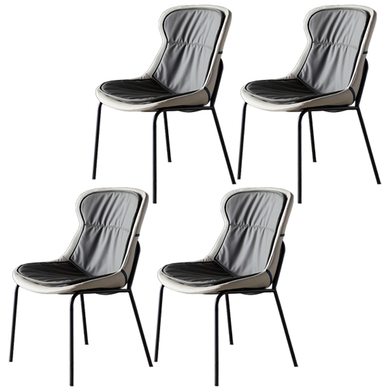 Scandinavian Style Microfiber Leather Dining Chairs Solid Back Armless Chair