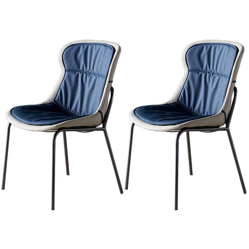 Scandinavian Style Microfiber Leather Dining Chairs Solid Back Armless Chair