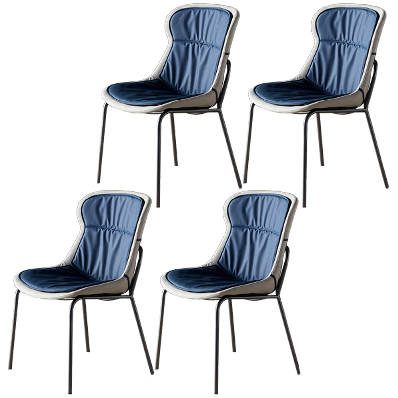 Scandinavian Style Microfiber Leather Dining Chairs Solid Back Armless Chair