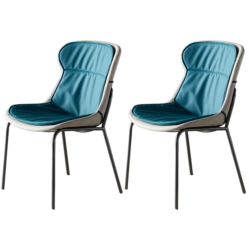 Scandinavian Style Microfiber Leather Dining Chairs Solid Back Armless Chair