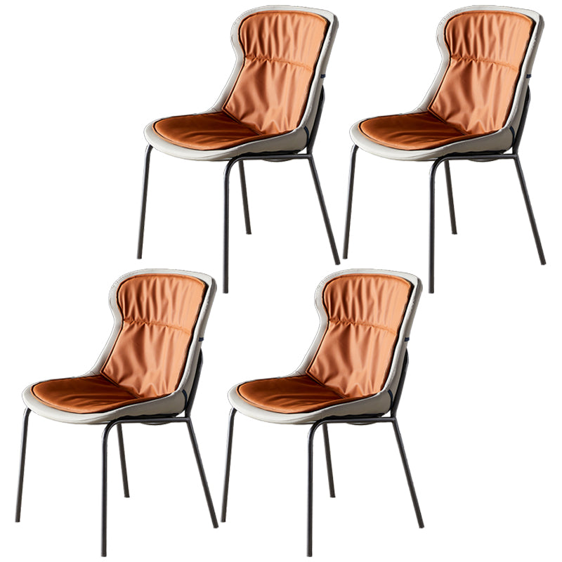 Scandinavian Style Microfiber Leather Dining Chairs Solid Back Armless Chair