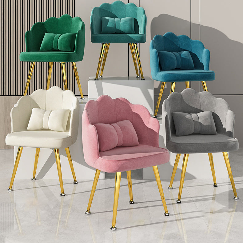 Modern Dining Side Chair with Metal Legs Solid Back Armchair for Home Use