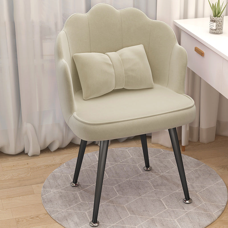 Modern Dining Side Chair with Metal Legs Solid Back Armchair for Home Use