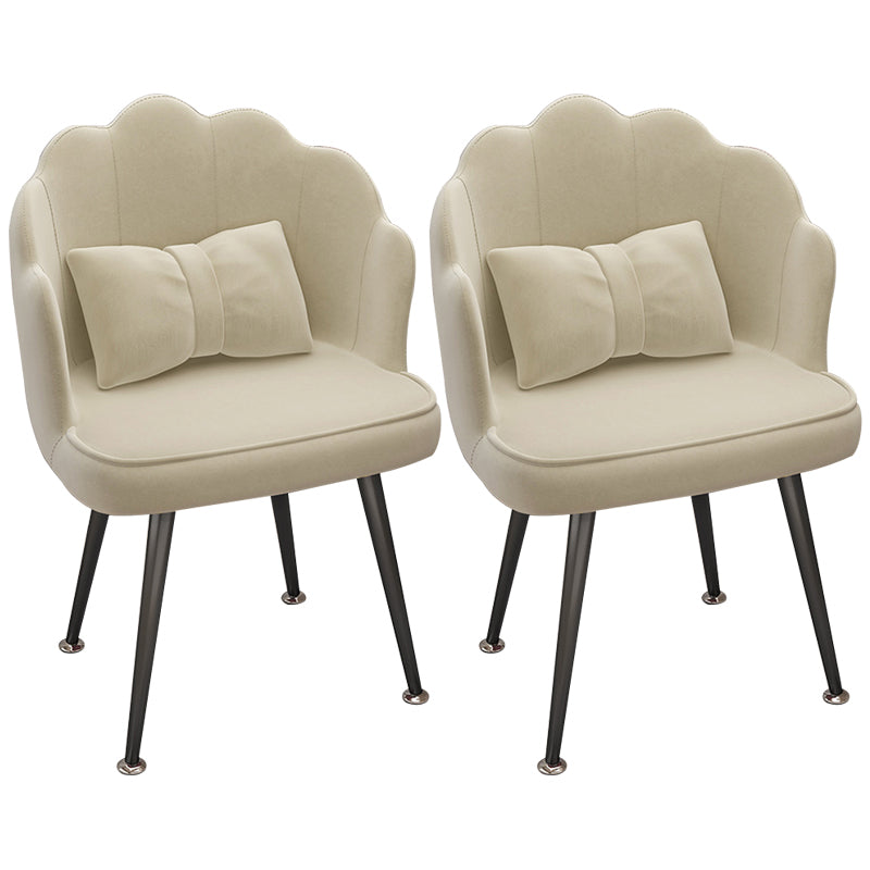 Modern Dining Side Chair with Metal Legs Solid Back Armchair for Home Use