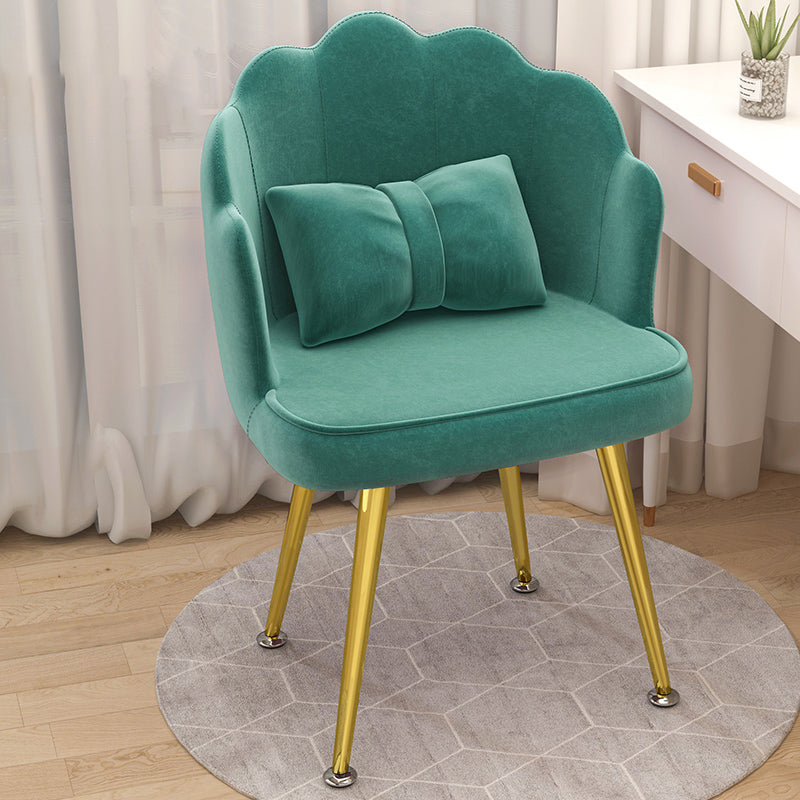 Modern Dining Side Chair with Metal Legs Solid Back Armchair for Home Use