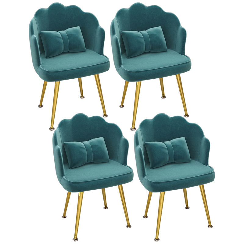 Modern Dining Side Chair with Metal Legs Solid Back Armchair for Home Use
