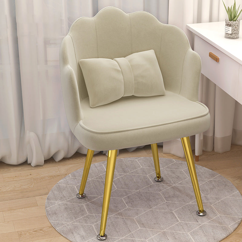 Modern Dining Side Chair with Metal Legs Solid Back Armchair for Home Use