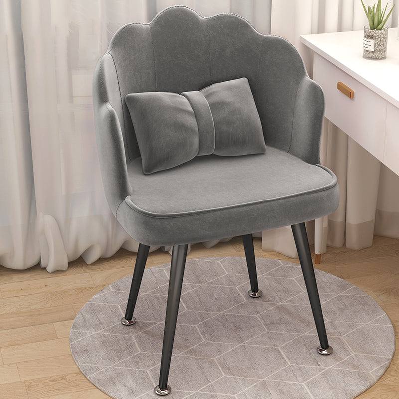 Modern Dining Side Chair with Metal Legs Solid Back Armchair for Home Use