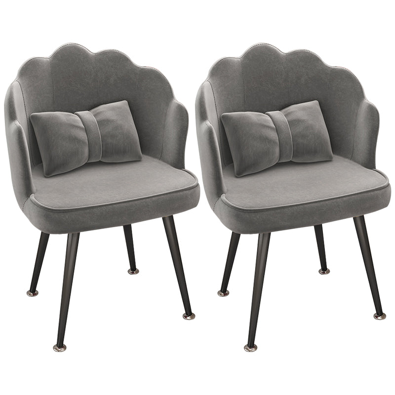 Modern Dining Side Chair with Metal Legs Solid Back Armchair for Home Use