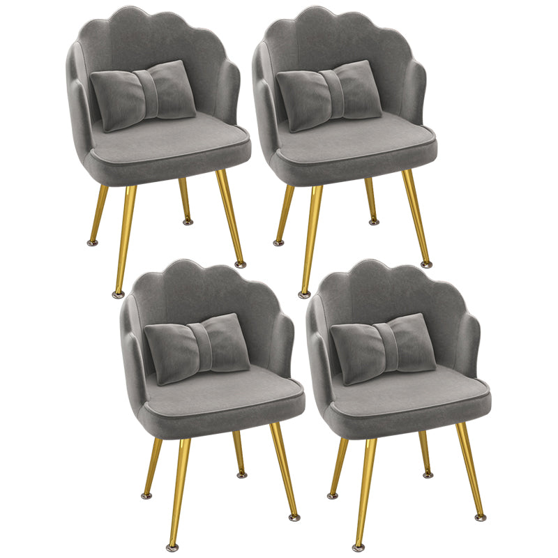 Modern Dining Side Chair with Metal Legs Solid Back Armchair for Home Use