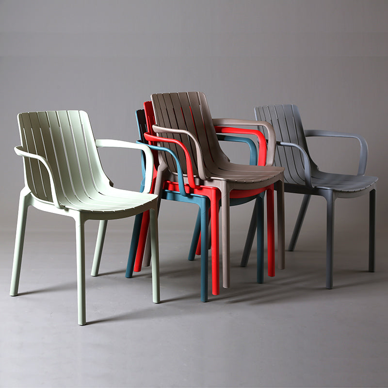 Chaise de salle à manger en plastique moderne sans bras, chaise latérale de salle à manger à dossier ouvert pour la cuisine