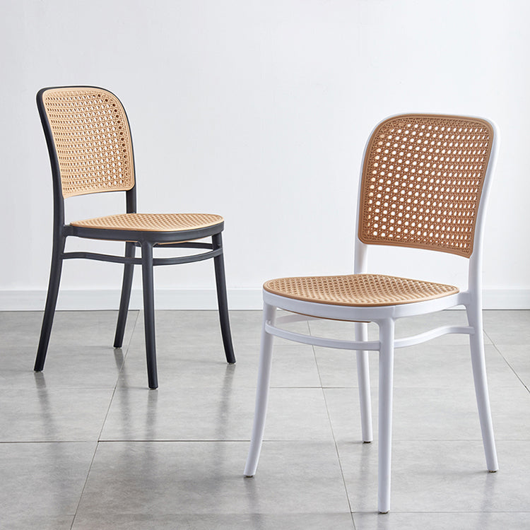Tropical Style Wicker Dining Chairs Open Back Dining Side Chair for Kitchen