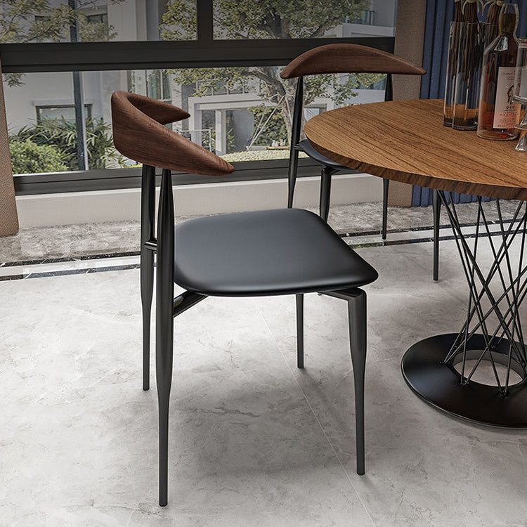Chaise de salle à manger carrée en métal contemporain ouvert