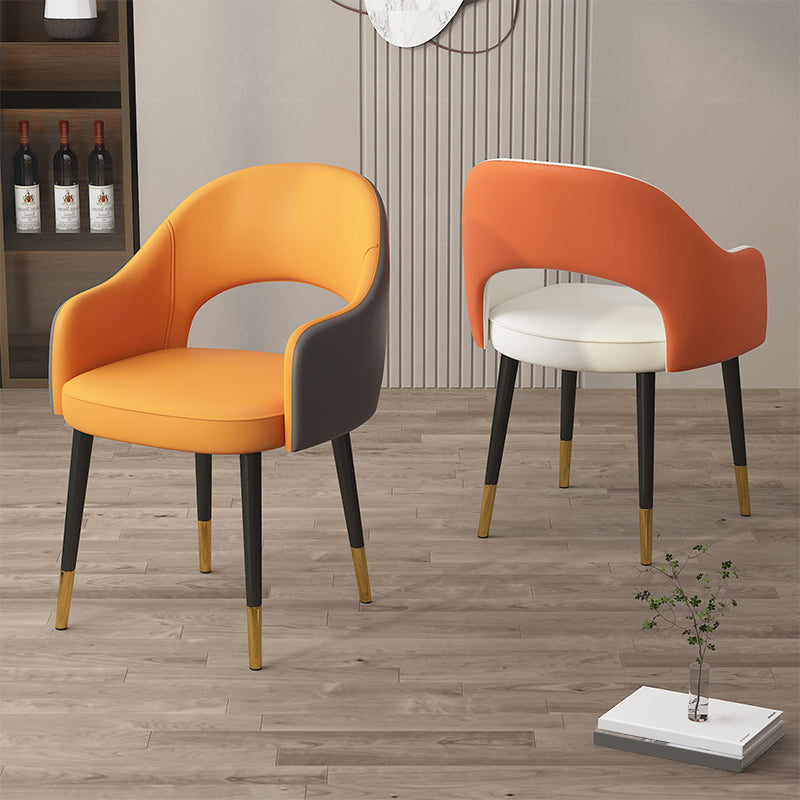 Contemporary Leather Dining Room Chairs Open Back Dining Side Chair for Home Use