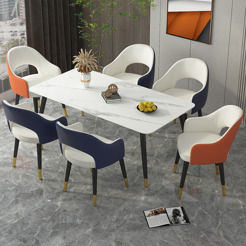 Contemporary Leather Dining Room Chairs Open Back Dining Side Chair for Home Use