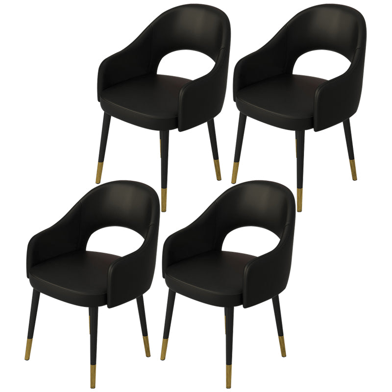 Contemporary Leather Dining Room Chairs Open Back Dining Side Chair for Home Use