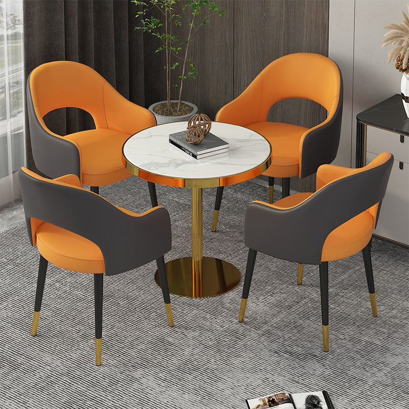 Contemporary Leather Dining Room Chairs Open Back Dining Side Chair for Home Use