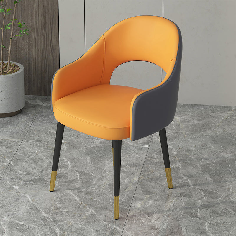 Contemporary Leather Dining Room Chairs Open Back Dining Side Chair for Home Use