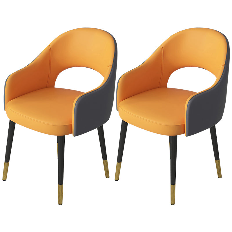 Contemporary Leather Dining Room Chairs Open Back Dining Side Chair for Home Use