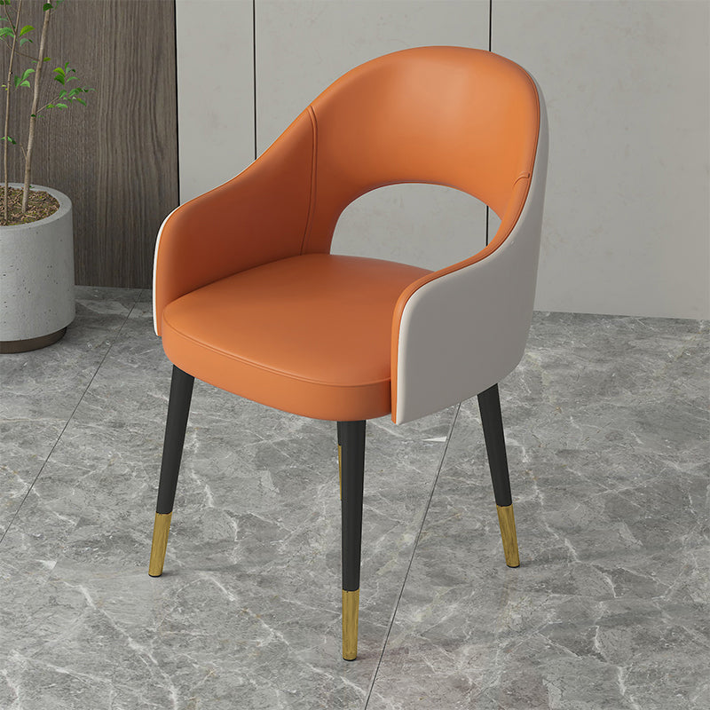 Contemporary Leather Dining Room Chairs Open Back Dining Side Chair for Home Use