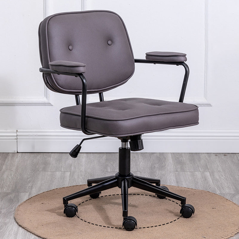 Minimalist Style Swivel Leather Dining Chair Open Back Dining Side Chair