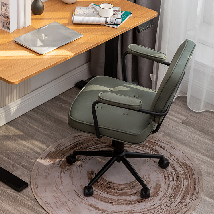 Minimalist Style Swivel Leather Dining Chair Open Back Dining Side Chair