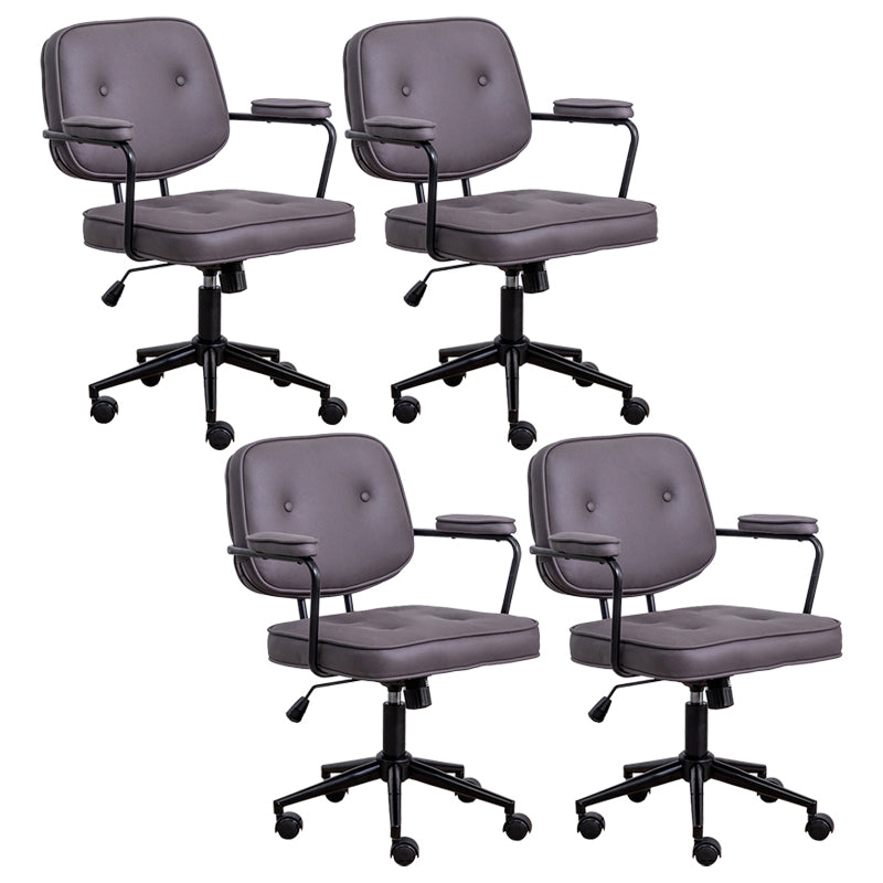 Minimalist Style Swivel Leather Dining Chair Open Back Dining Side Chair