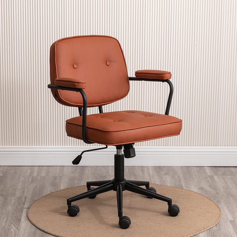 Minimalist Style Swivel Leather Dining Chair Open Back Dining Side Chair