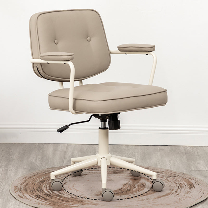 Minimalist Style Swivel Leather Dining Chair Open Back Dining Side Chair