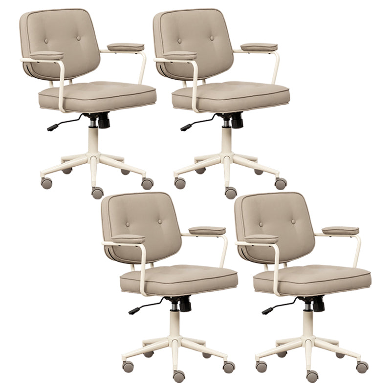 Minimalist Style Swivel Leather Dining Chair Open Back Dining Side Chair