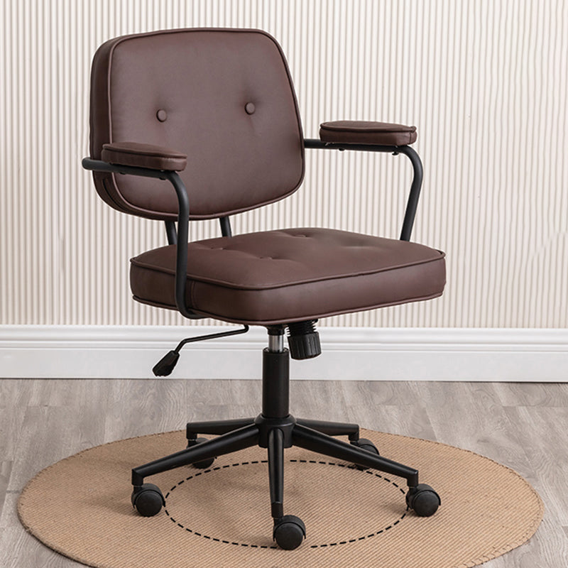 Minimalist Style Swivel Leather Dining Chair Open Back Dining Side Chair